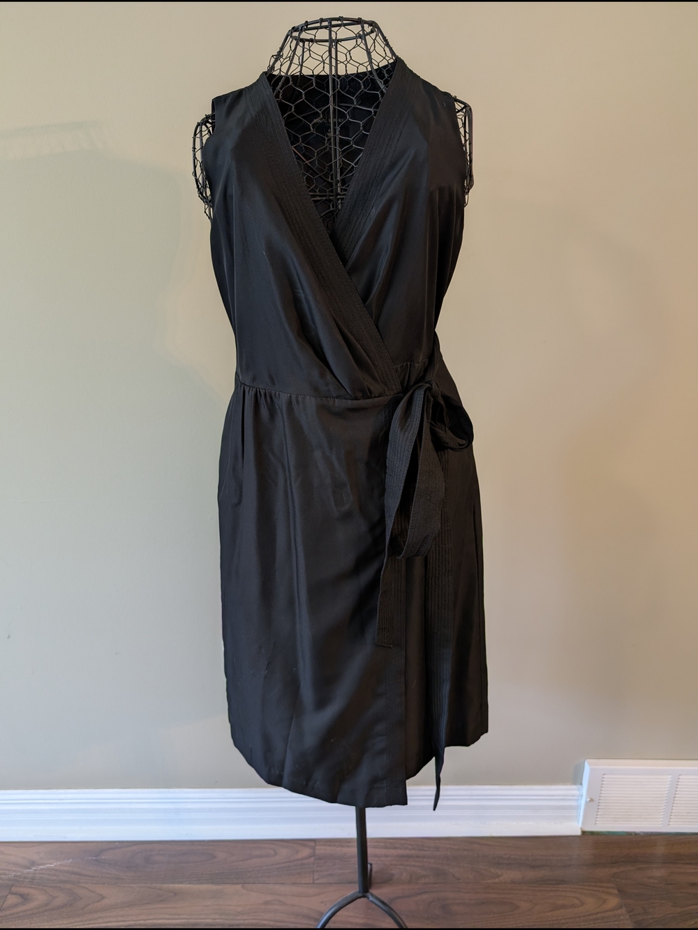 Women's Black True Wrap Dress with Side Tie
